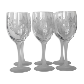 Set de 6 verres à eau en cristal taillé