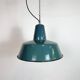 Large Industrial Petrol Enamel Factory Pendant Lamp, 1960s