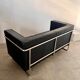 Black leather 2-seater tubular sofa bauhaus style Marcel Olsen design