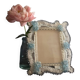 Miroir rectangulaire en verre de Murano aux fleurs bleues – Années 50