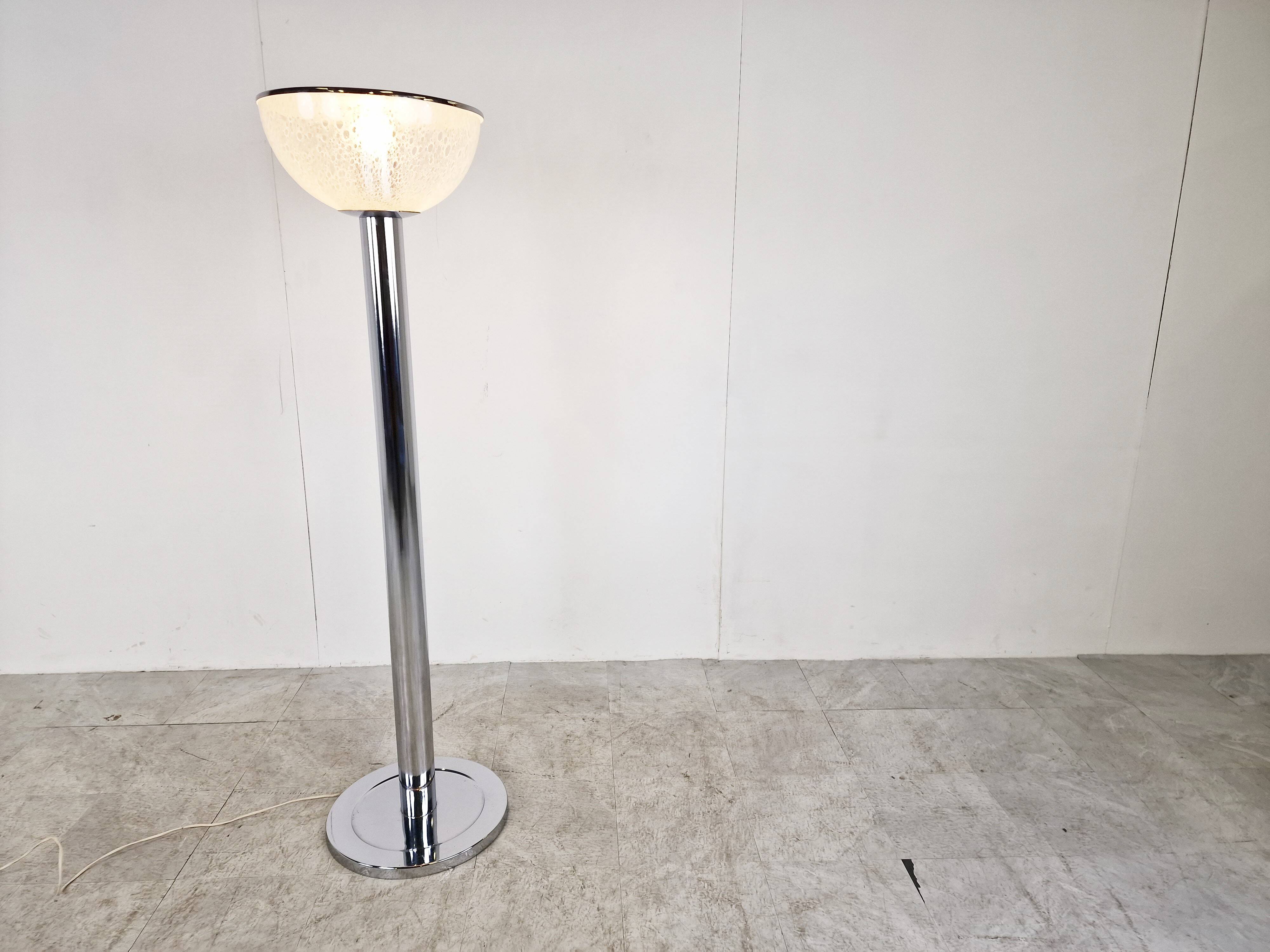 Vintage chrome and glass floor lamp, 1970s