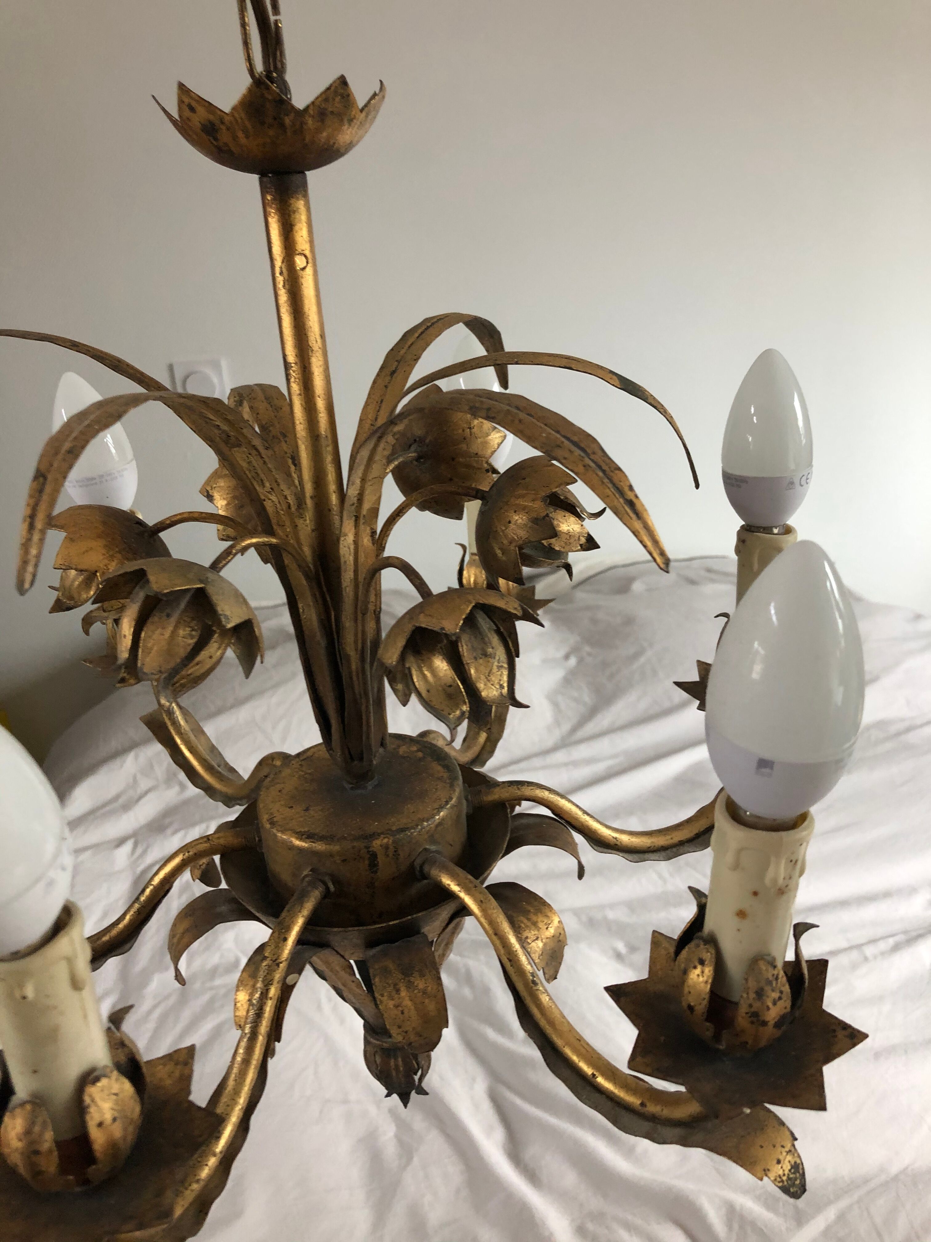 Golden metal chandelier