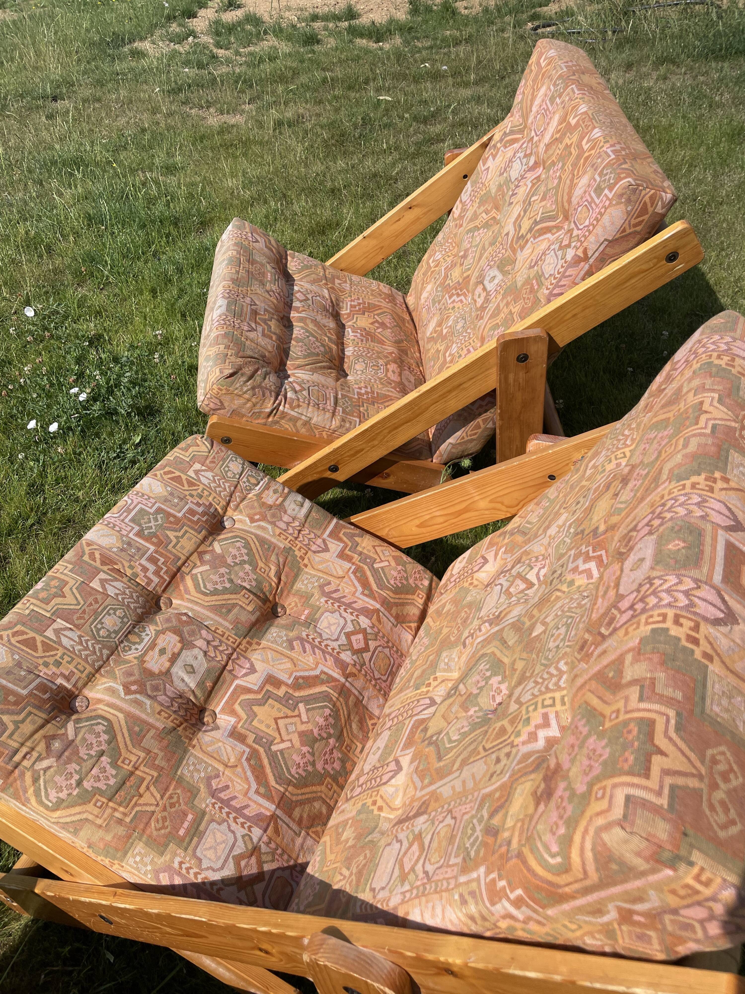 Lot 4 transats en pin Fatöli Kontiki Ikea 1970