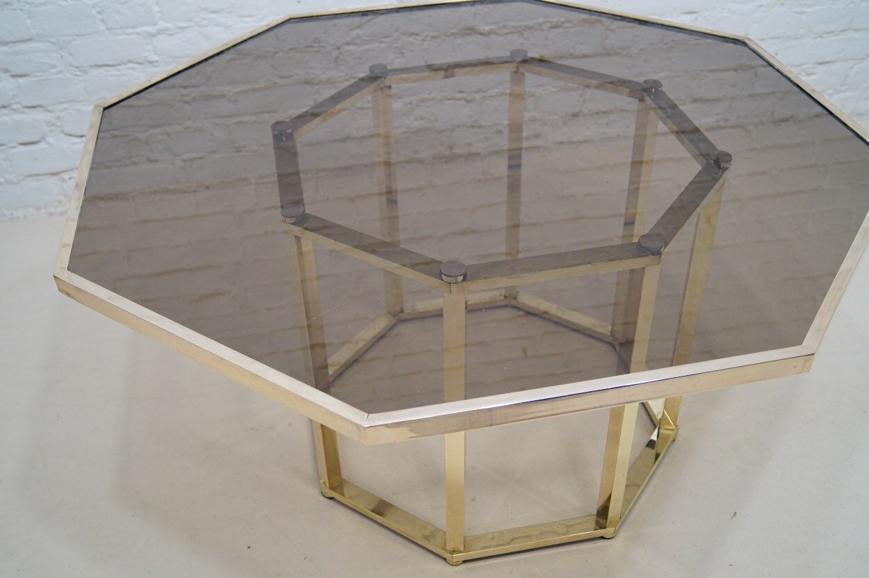 Brass  Italian coffee table by Romeo Rega, 1970s