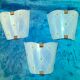 Three vintage wall lamps in perspex and brass Rockabilly style, France 50's