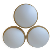 Lot de 3 appliques murales vintage en bois et verre, lampes murales minimalistes à encastrer