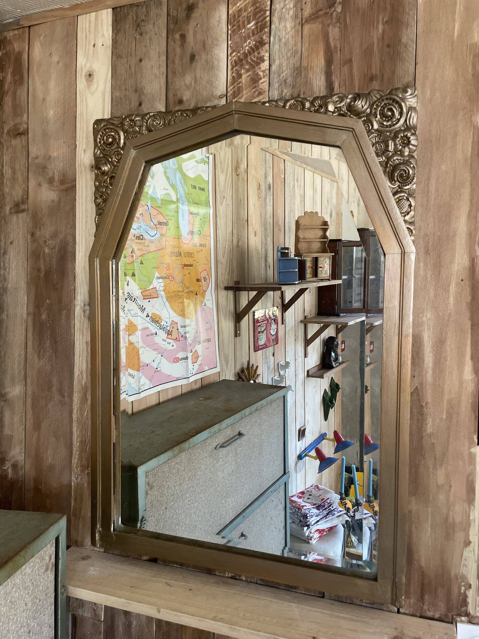 Bevelled gold mirror