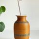 VINTAGE Woven Bamboo and Fine Porcelain VASE