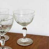 6 verres à pied guillochés du 19 ème siècle