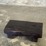 Small stool, black solid teak accent stool wabi-sabi L30 W8.5 H6.