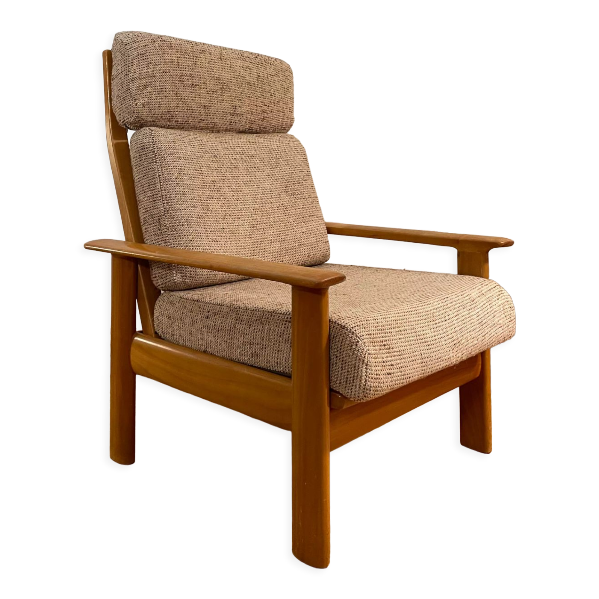 Relax armchair Scandinavian style chaise longue in wood and wool