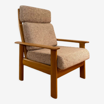Fauteuil relax chaise longue style scandinave en bois et laine