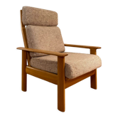 Fauteuil relax chaise longue style scandinave en bois et laine