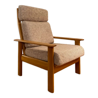 Fauteuil relax chaise longue style scandinave en bois et laine