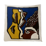 Portrait to sculpture, acrylic on paper