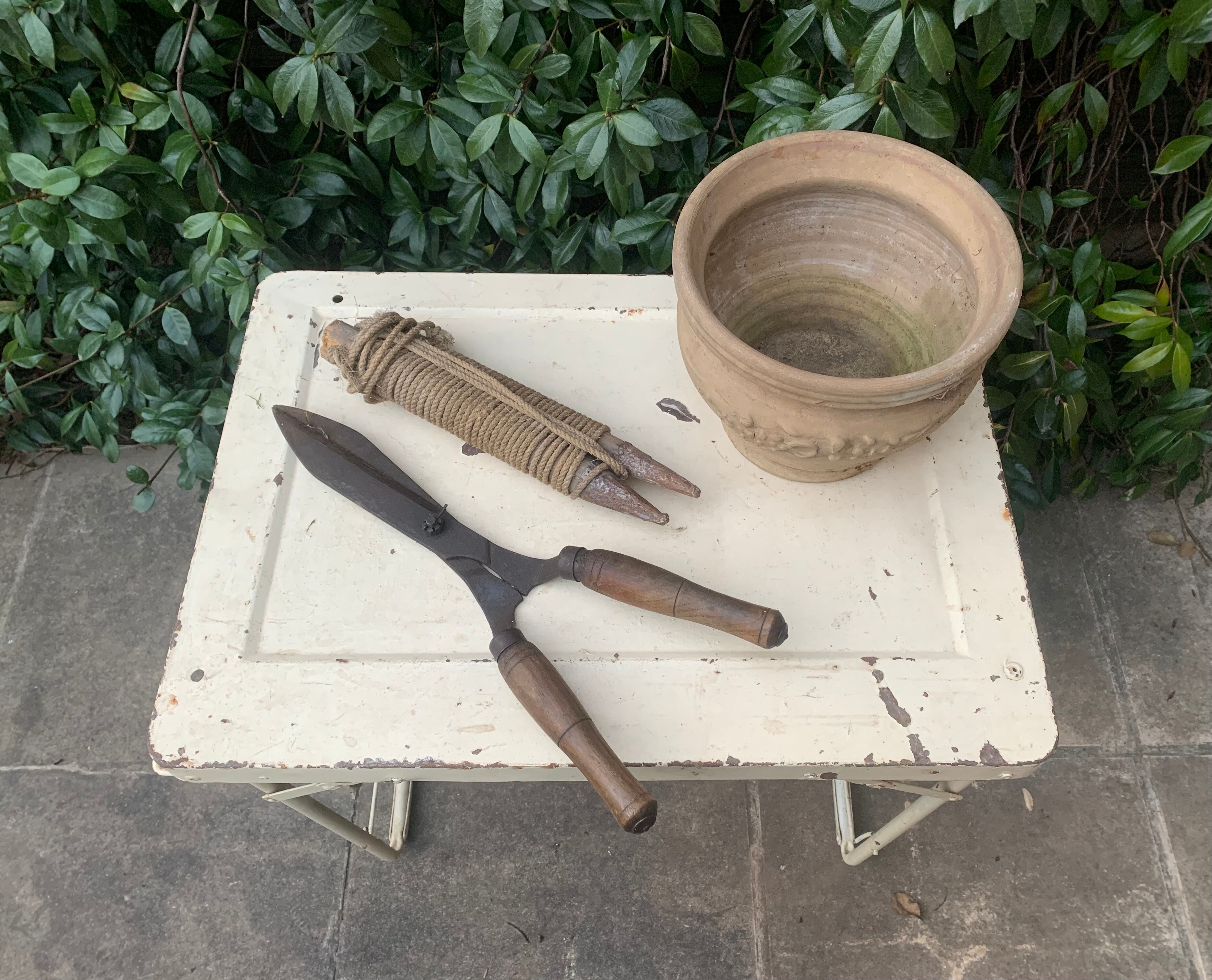 Folding iron side table