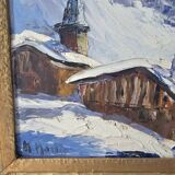 Oil painting on panel Village du Tour / Le Tour (Chamonix) Signed M Mart