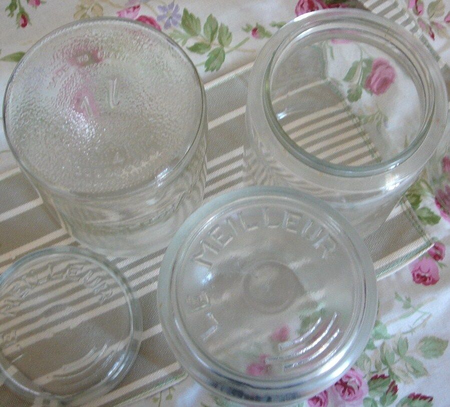 Lot 3 jars the best transparent glass 1 l cover