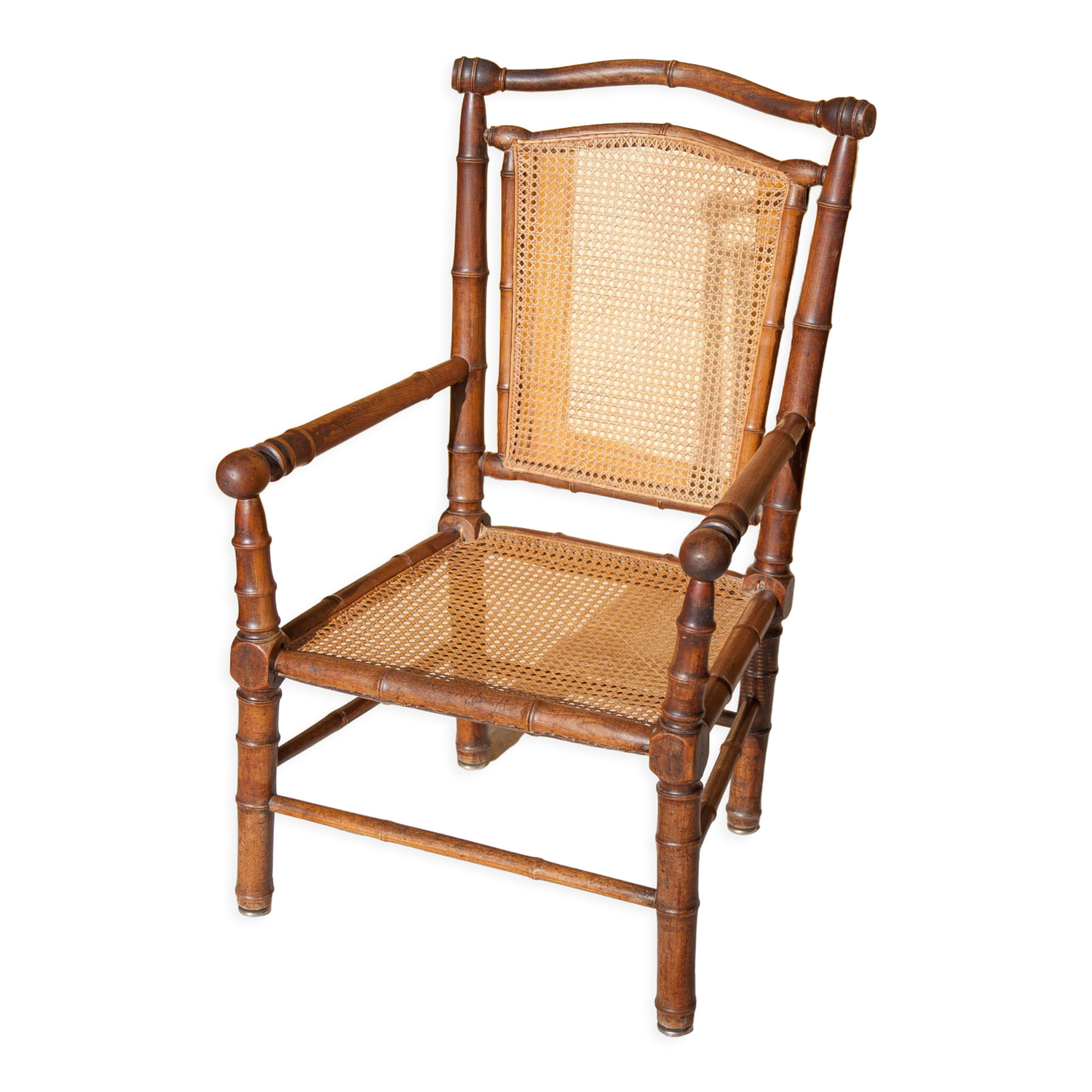 Canned armchair wood imitation bamboo, colonial armchair, interior decoration