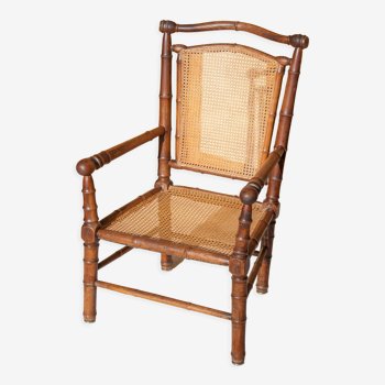 Canned armchair wood imitation bamboo, colonial armchair, interior decoration