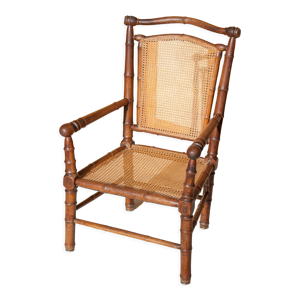 fauteuil canné bois