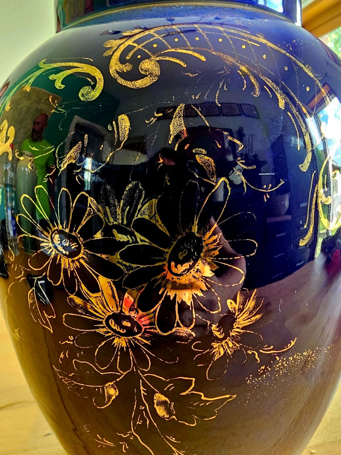Cobalt blue and gold vase