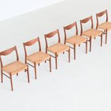 Arne Wahl Iversen set of six dining chairs in teak Glyngore Denmark 1960
