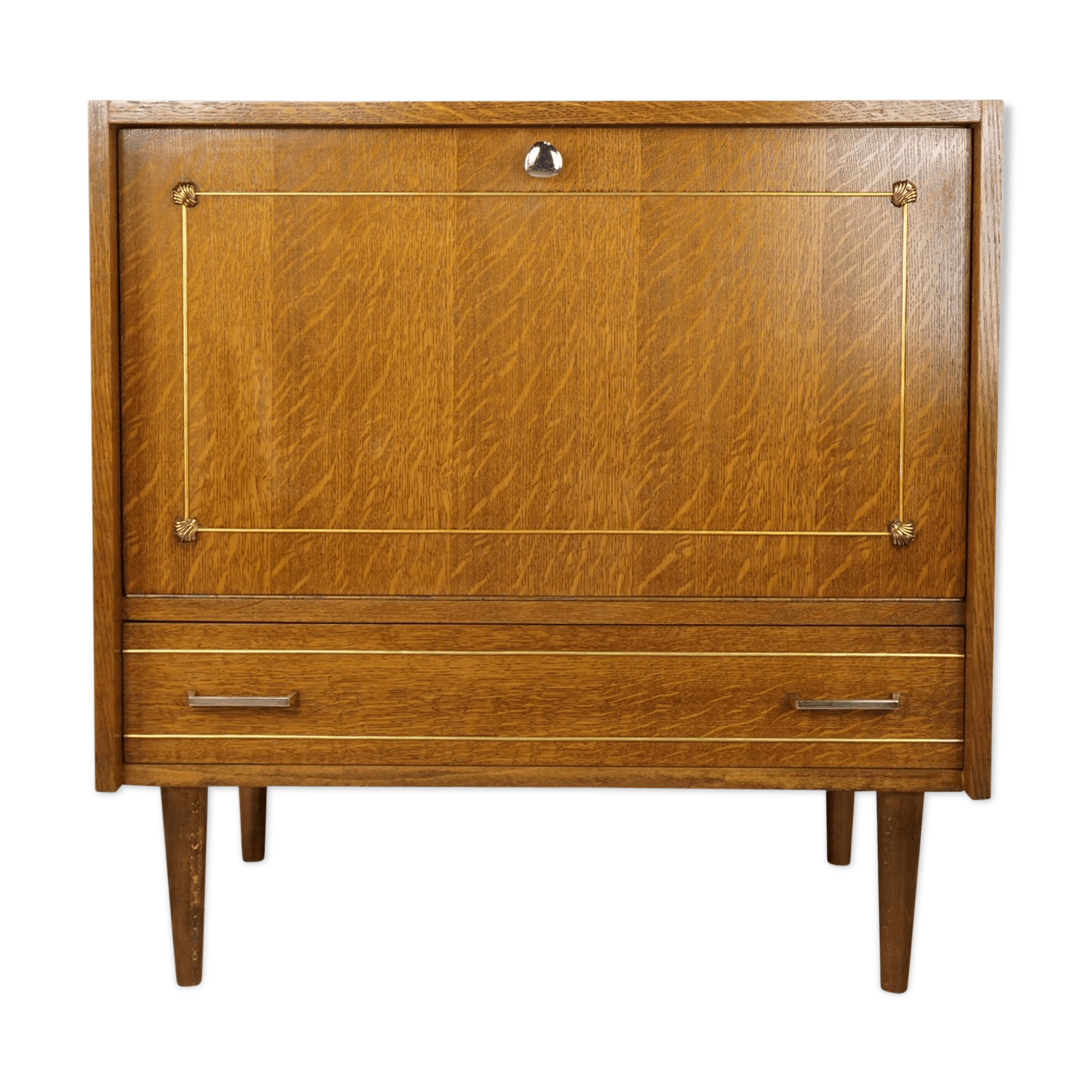 Bar storage in oak and brass, 50s - 60s