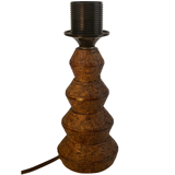 Brutalist ceramic "cork" tabl lamp, Teddy fabric shade. Dutch 1960s