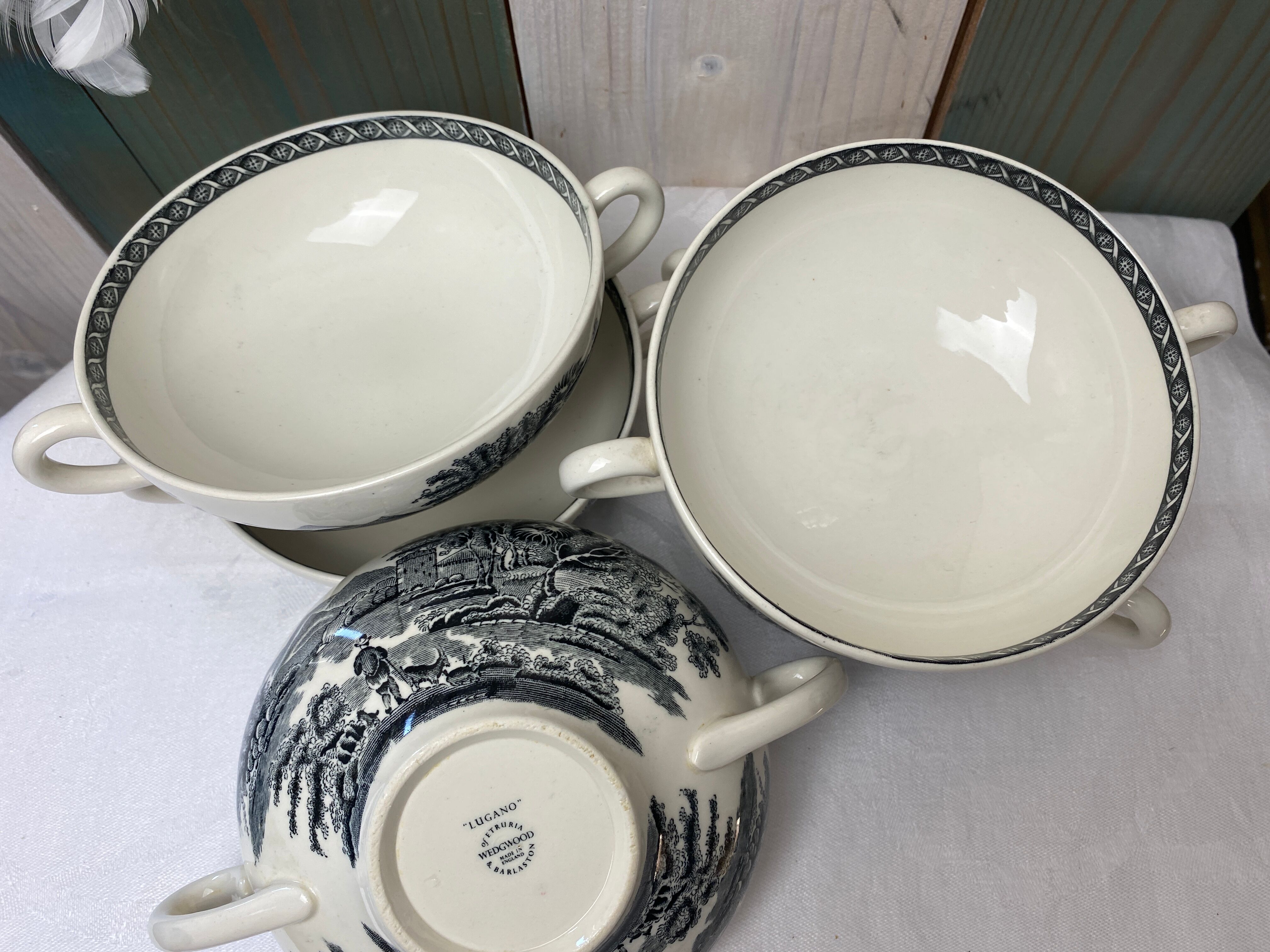 5 bols à oreilles en porcelaine Wedgwood modèle "Lugano"