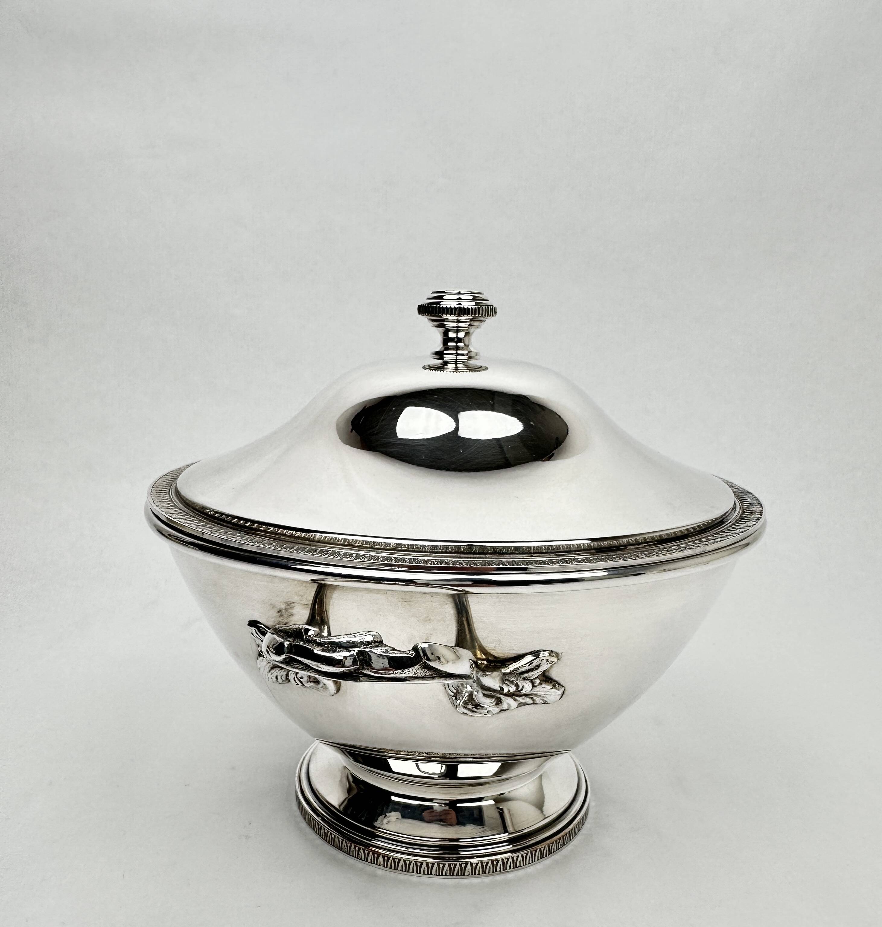 Vegetable Dish, Silver Metal Soup Tureen, Empire Style, Malmaison
