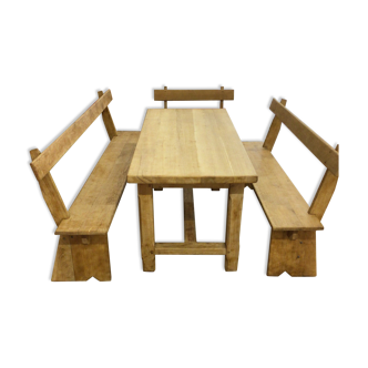Table de ferme et 3 bancs