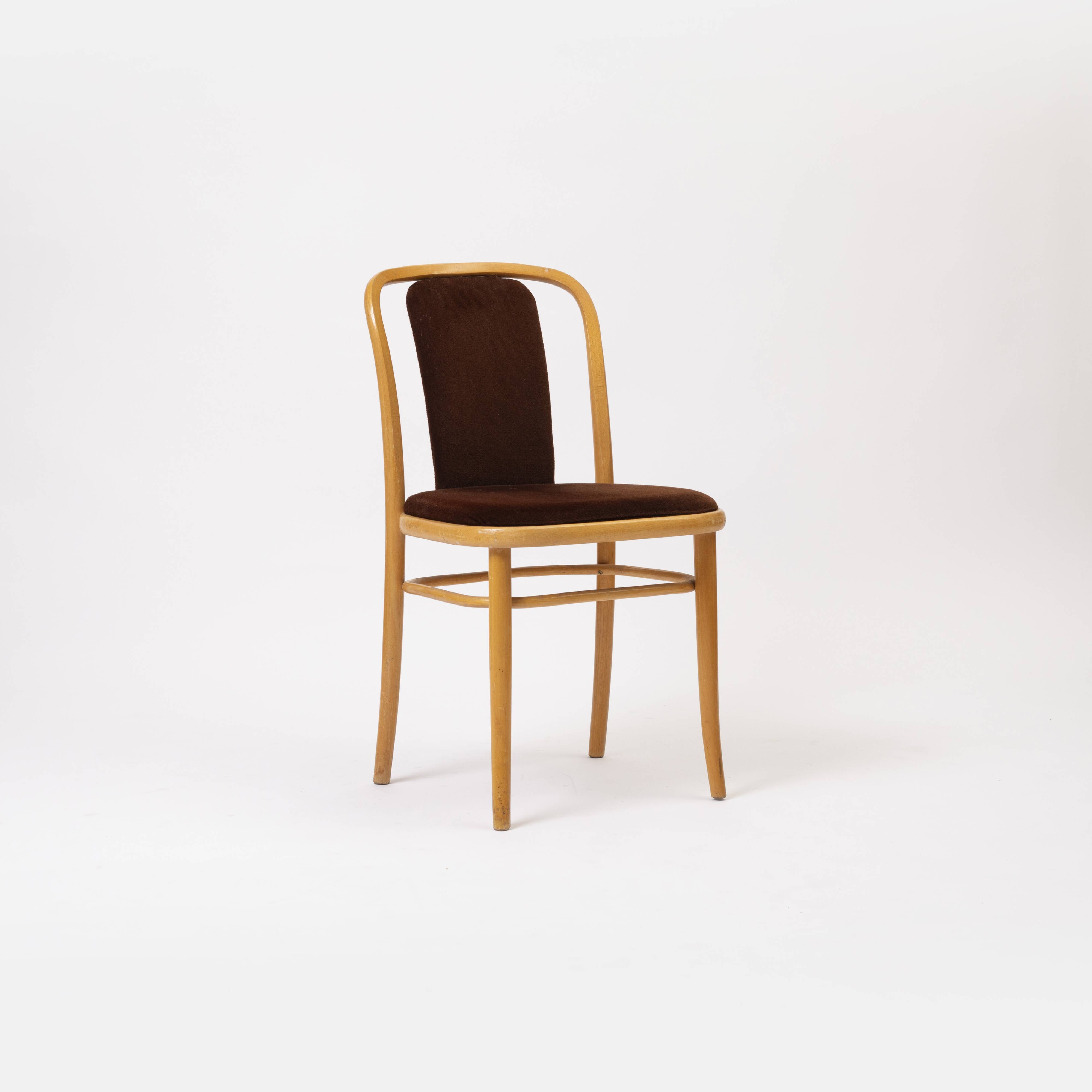 Bentwood chair in brown velvet by TON