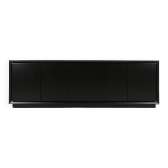 Buffet minimaliste du milieu du siècle laqué noir, Belgique, 1960