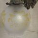 French antique electrified old brass gas mantle with patterned glass shade 4971.