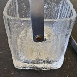 Hoya glacier glass ice bucket with tongs
