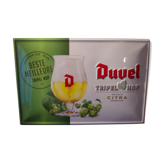 Enamelled advertising plate for the Belgian beer brand Duvel