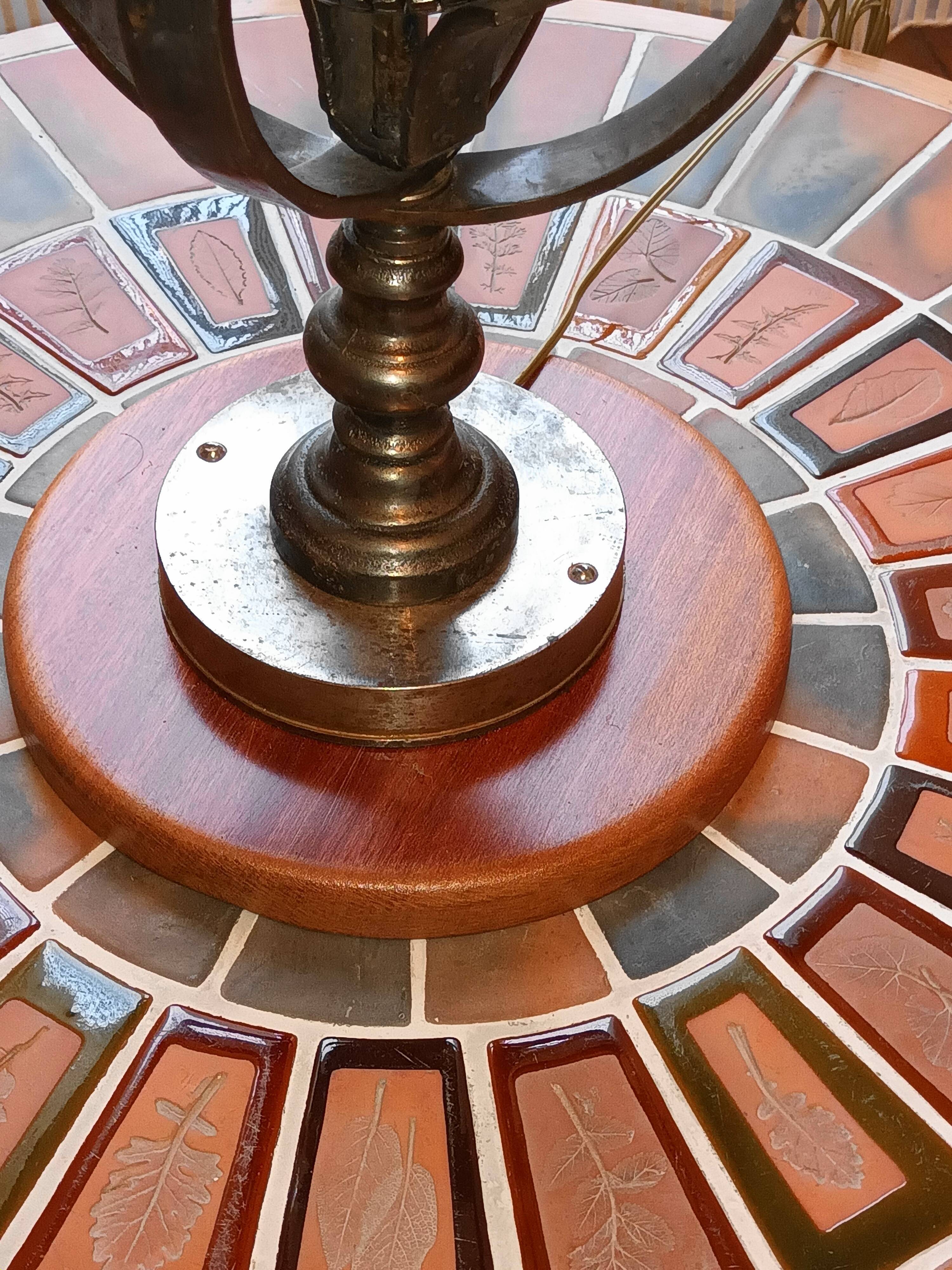 Wrought iron lamp with armillary sphere decorations