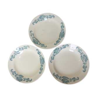 3 assiettes creuses vintage en terre de fer de Longchamp modèle Lutèce 220523