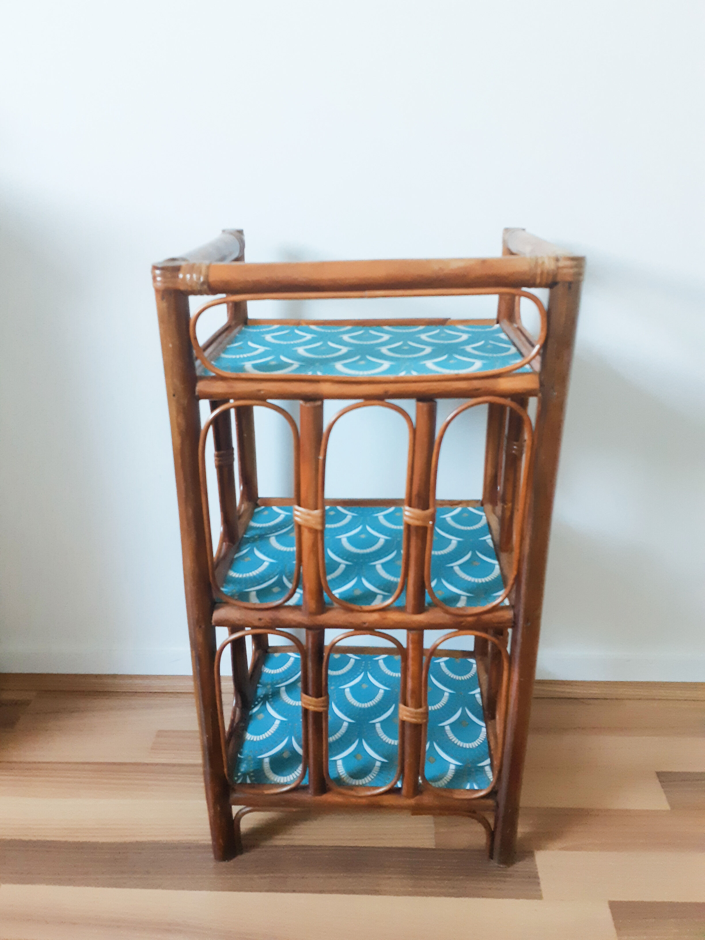 Rattan / wicker shelf, vintage, 50s