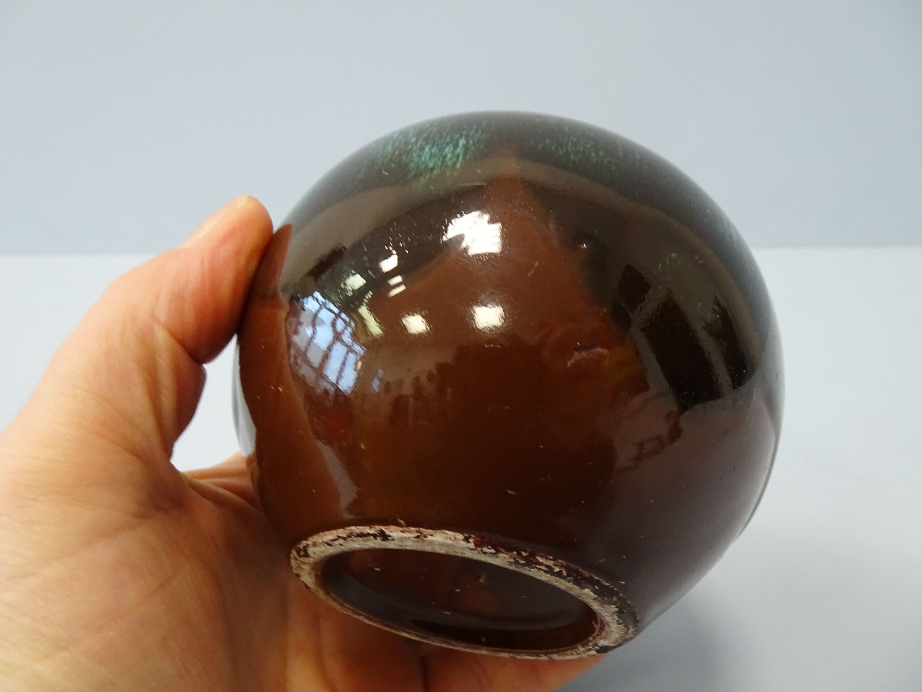 Ball solifleur in brown green ceramic
