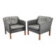 Pair of Leather Lounge Chairs by Børge Mogensen for Fredericia 1970s