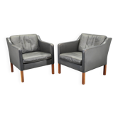 Paire de fauteuils en cuir par Børge Mogensen pour Fredericia années 1970
