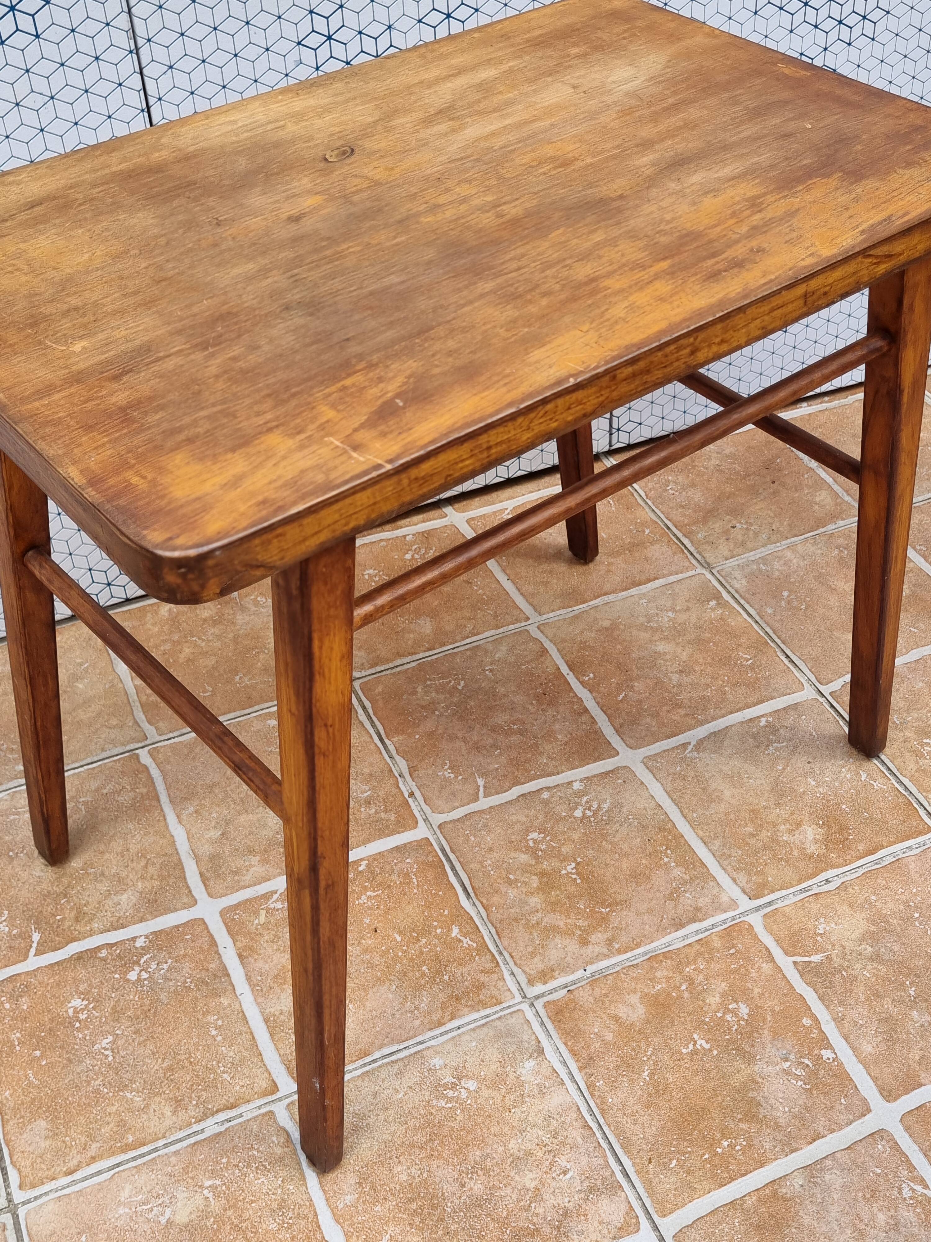 Vintage wooden school desk and chair set, Baumann, 1950s-60s