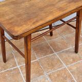 Vintage wooden school desk and chair set, Baumann, 1950s-60s