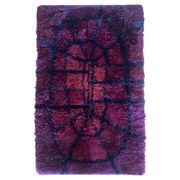Mid-century Modern Bordeaux Red Rya Rug by Gull-Britt Johansson for NIAB, Sweden