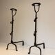 Pair of wrought iron landiers. french work ,seventeenth century