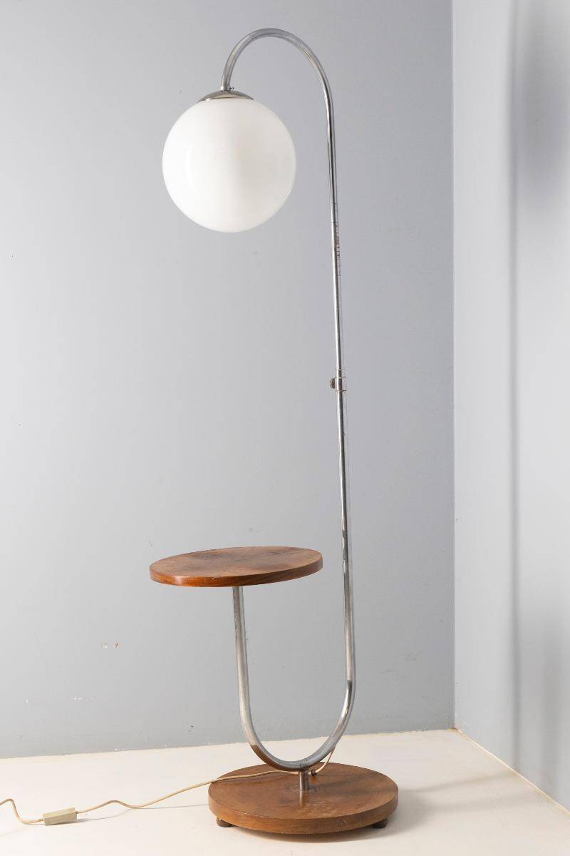 Standard lamp with table, Jindřich Halabala, 1930s–40s, Czechoslovakia