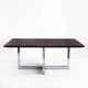 Table à manger vintage métal chromé et palissandre Espagne, années 70
