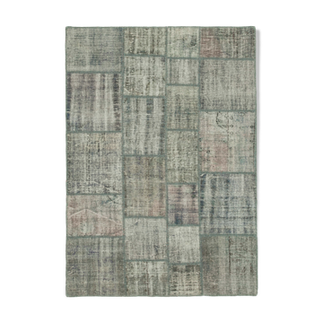 Handmade oriental contemporary 177 cm x 247 cm grey patchwork carpet